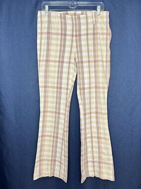 Free People Plaid "The Way you Move" Bootcut Pants, SZ 10  Preppy Academia Y2K